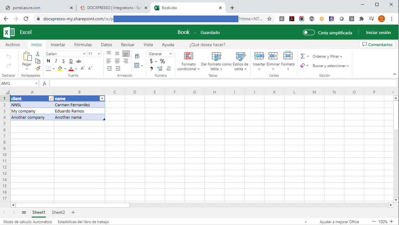 Cloud Excel file